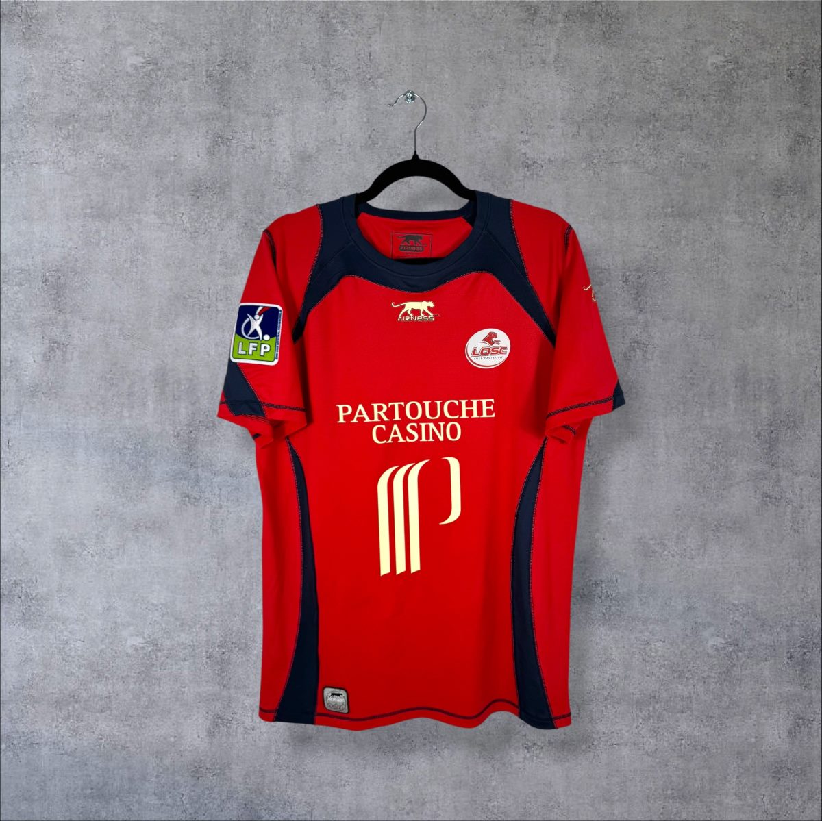 Maillot Lille LOSC domicile 2006-2007 Airness de face, sponsor Partouche Casino