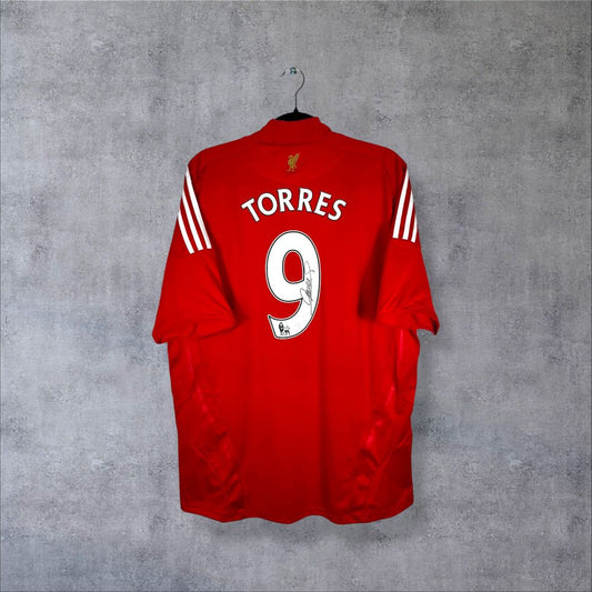 Dos du maillot Liverpool 2008-2010 avec flocage Torres N°9 signé à la main par Fernando Torres