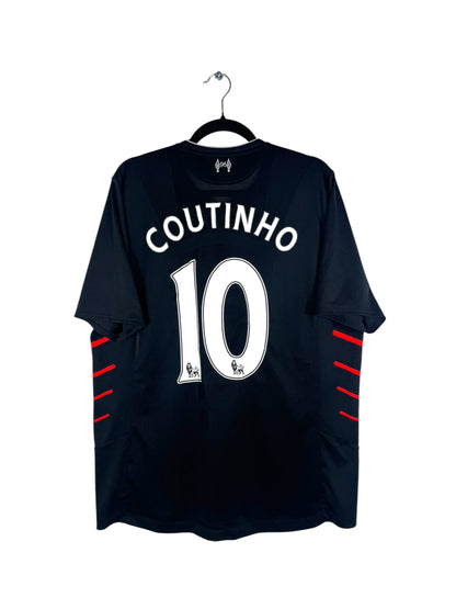 Maillot Liverpool 2016-2017 extérieur New Balance Coutinho 10 noir taille XL vue arrière