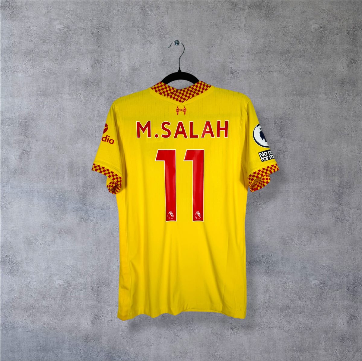 Maillot Liverpool 2021-2022 third jaune version Pro, dos floqué M.Salah 11
