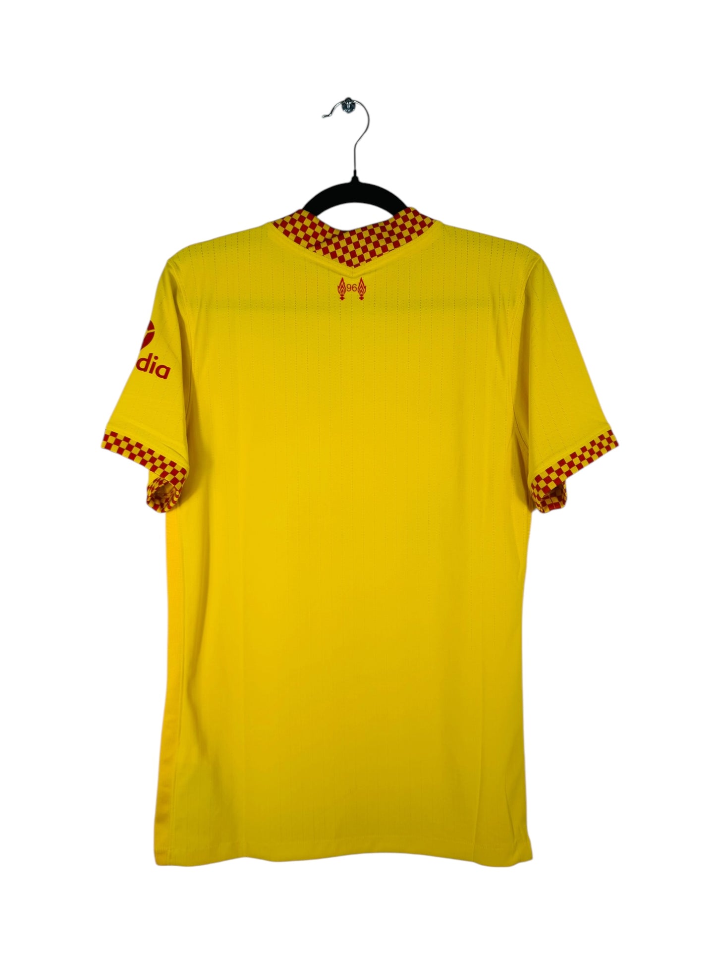 Maillot Liverpool FC 2021-2022 Third Nike - Vue arrière, taille S, couleur jaune.