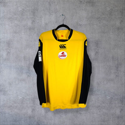Face du maillot LOSC Lille 2008-2009 third Canterbury jaune à manches noires, sans sponsor