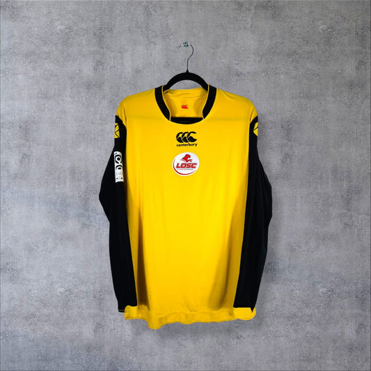 Face du maillot LOSC Lille 2008-2009 third Canterbury jaune à manches noires, sans sponsor