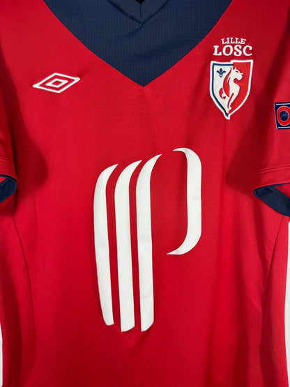 Détail écusson Lille OSC et sponsor identitaire sur maillot domicile 2012-2013 Champions League contre Bayern Munich