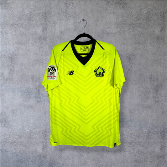 Maillot authentique LOSC Lille 2018-2019 Extérieur New Balance jaune fluo vue de face
