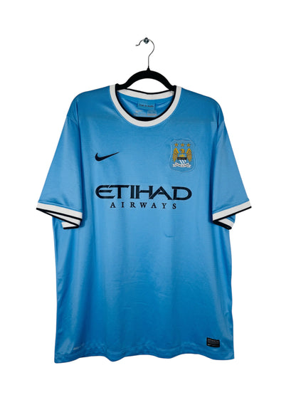 Maillot Manchester City 2013-2014 Domicile - Vue avant, taille XL, couleur bleu, logo Nike.