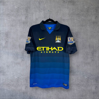 Maillot authentique Manchester City 2014-2015 Extérieur Nike bleu nuit vue de face