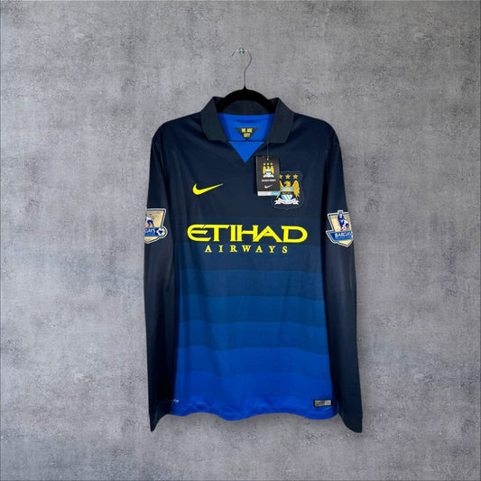 Maillot authentique Manchester City 2014-2015 Extérieur Manches Longues Nike vue de face