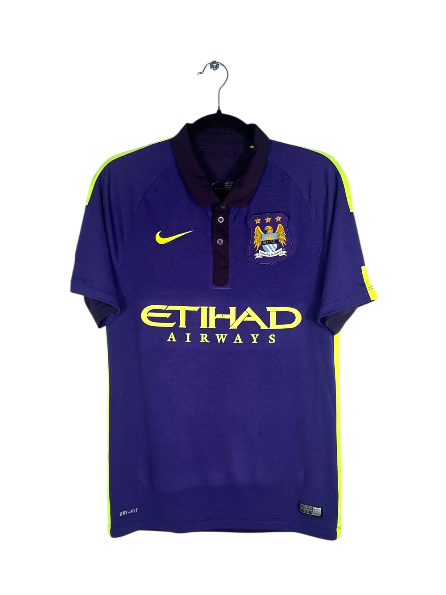 Maillot Manchester City 2014-2015 third Kun Agüero Nike vue avant logo et sponsor