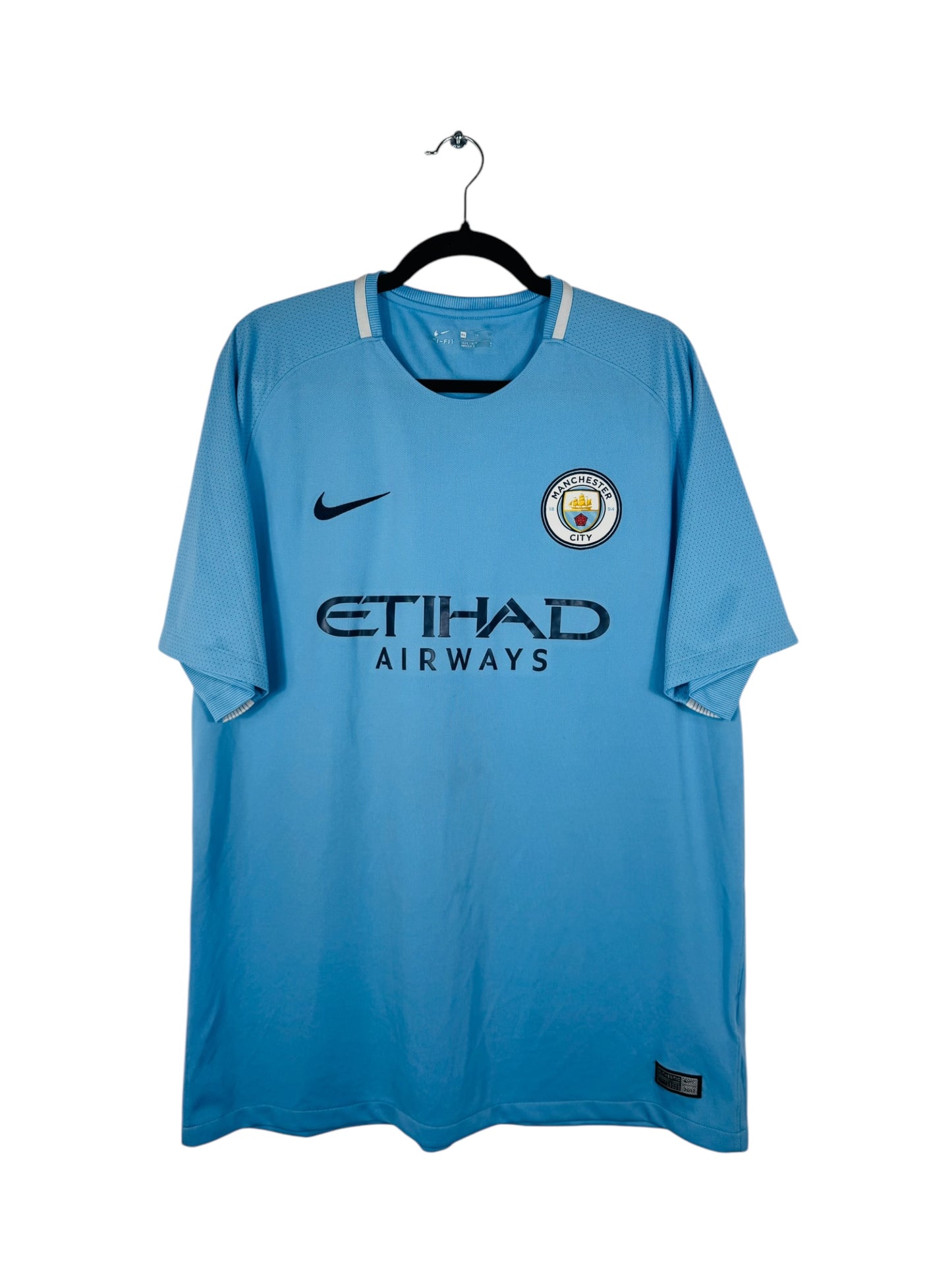 Maillot Manchester City 2017-2018 Domicile Nike - Vue avant, taille XL, couleur bleu ciel.