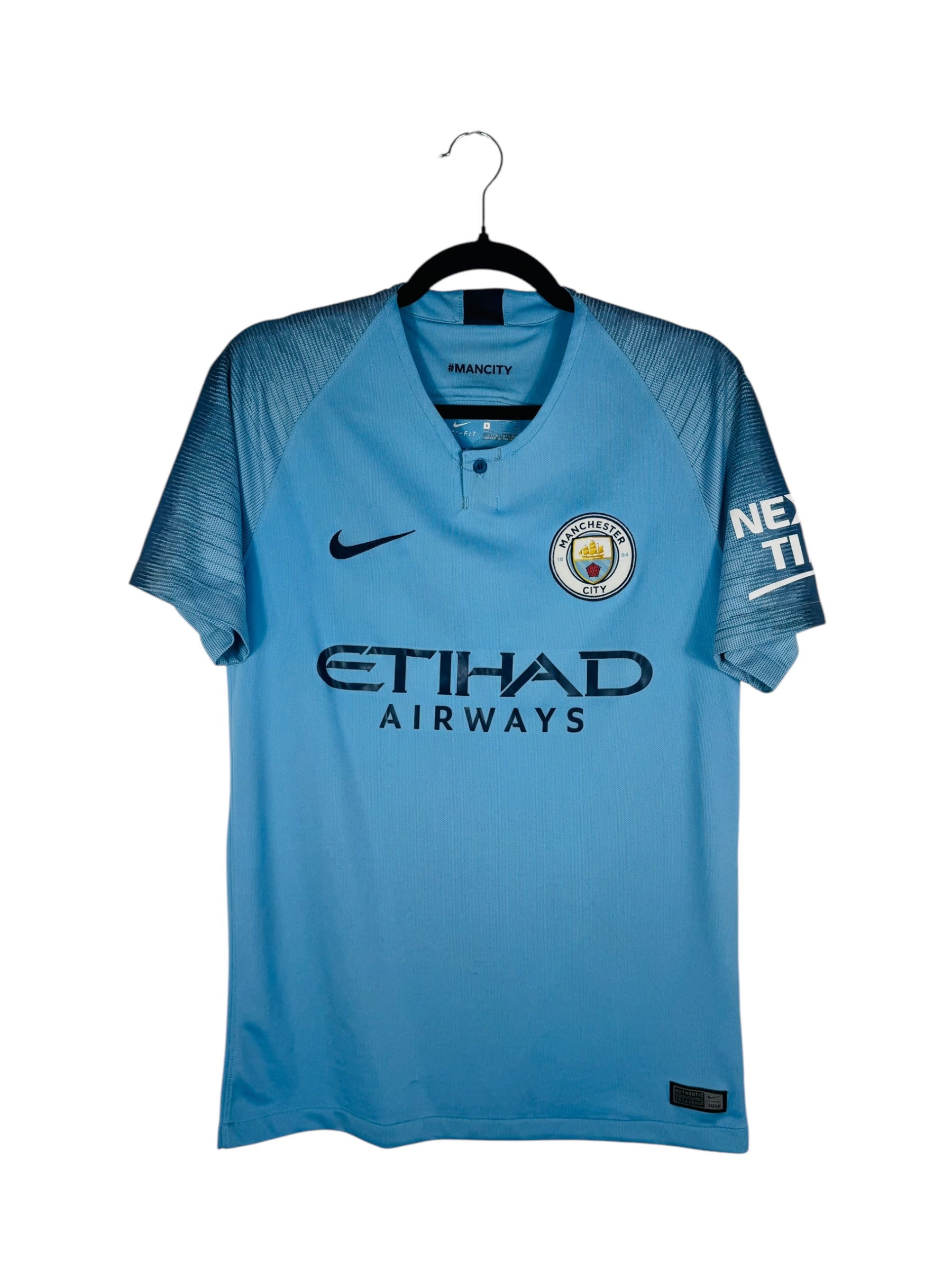 Maillot Manchester City 2018-2019 Domicile Nike - Vue avant, taille S, couleur bleu ciel.