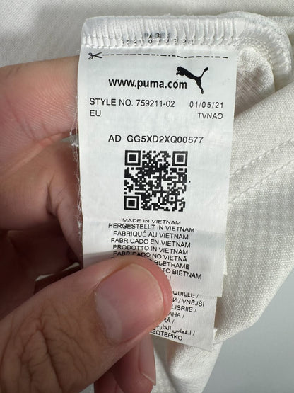 Étiquette Puma style 759211-02 datée 01/05/21, maillot Manchester City extérieur 2021-2022