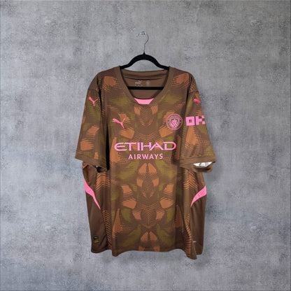 Face du maillot de gardien Manchester City 2024-2025 avec sponsor Etihad Airways