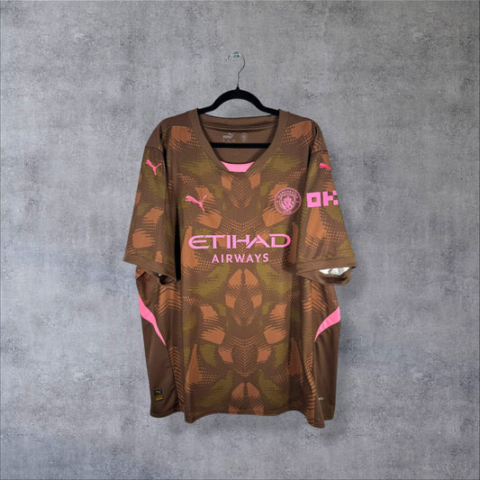 Face du maillot de gardien Manchester City 2024-2025 avec sponsor Etihad Airways