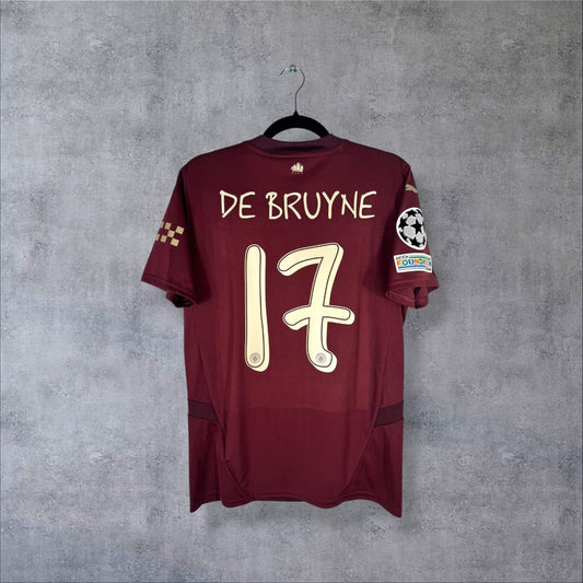 Dos du maillot Manchester City 2024-2025 third bordeaux avec le flocage De Bruyne N°17