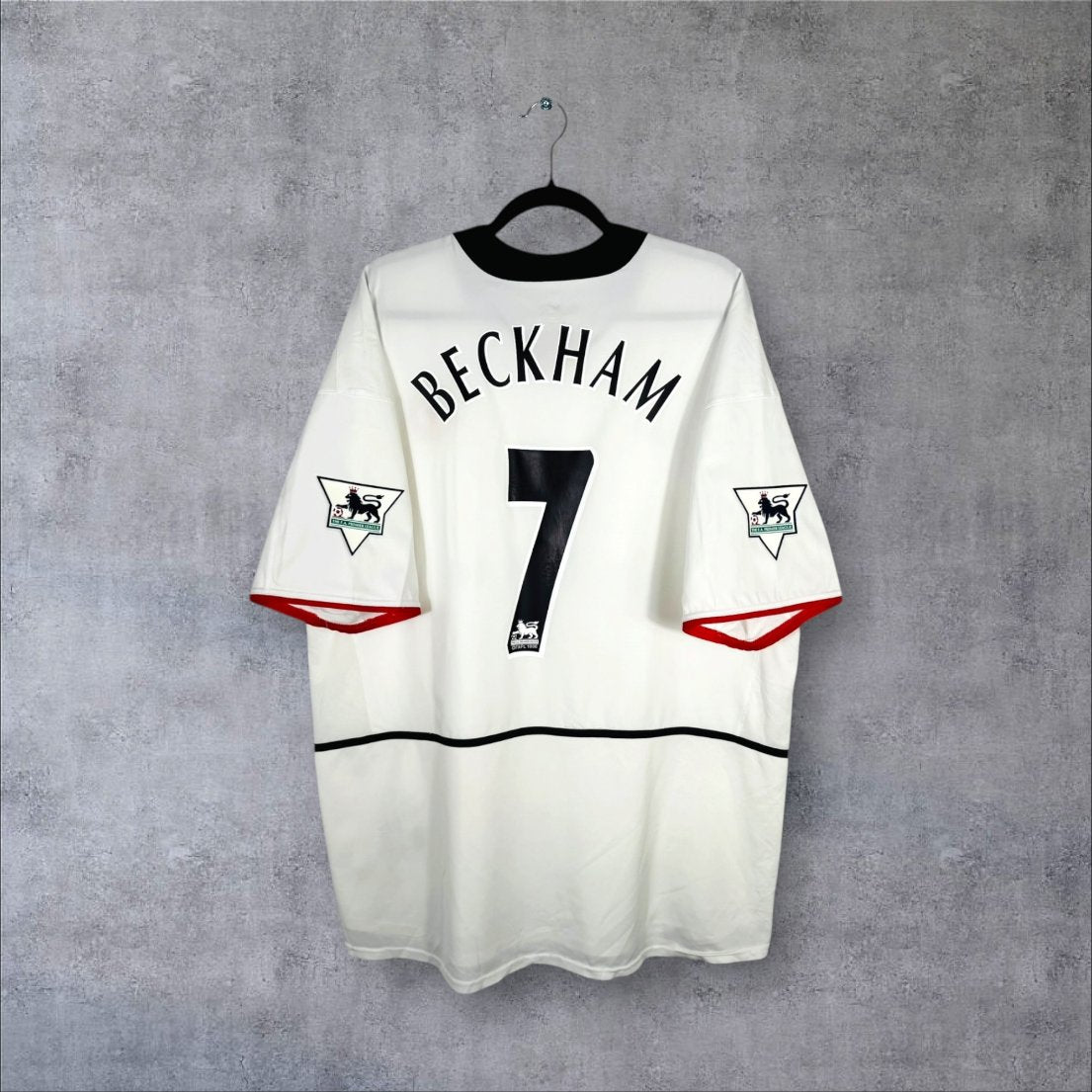 Flocage Beckham numéro 7 sur maillot Manchester United 2002-2003 Extérieur