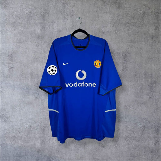 Maillot Manchester United 2002-2003 Third bleu authentifié flocage Beckham N°7 taille XXL Nike Vodafone