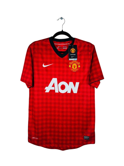 Maillot Manchester United 2012-2013 Domicile Nike - Vue avant, taille S, couleur rouge.