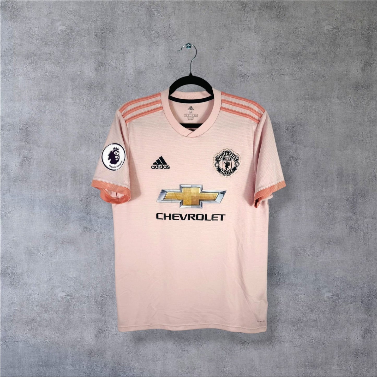 Maillot authentique Manchester United 2018-2019 Extérieur Adidas rose vue de face