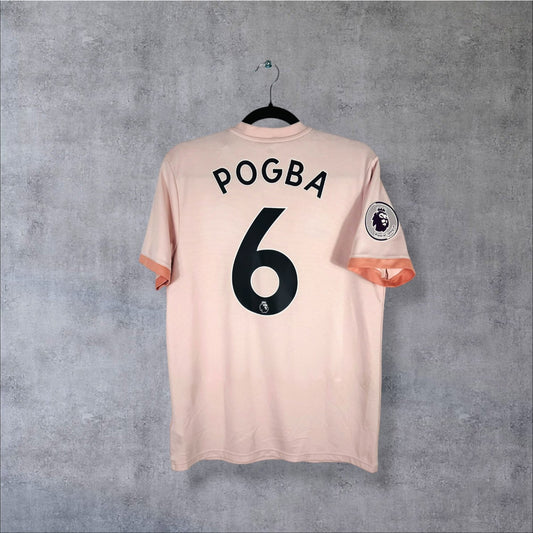 Flocage Pogba numéro 6 sur maillot Manchester United 2018-2019 Extérieur rose