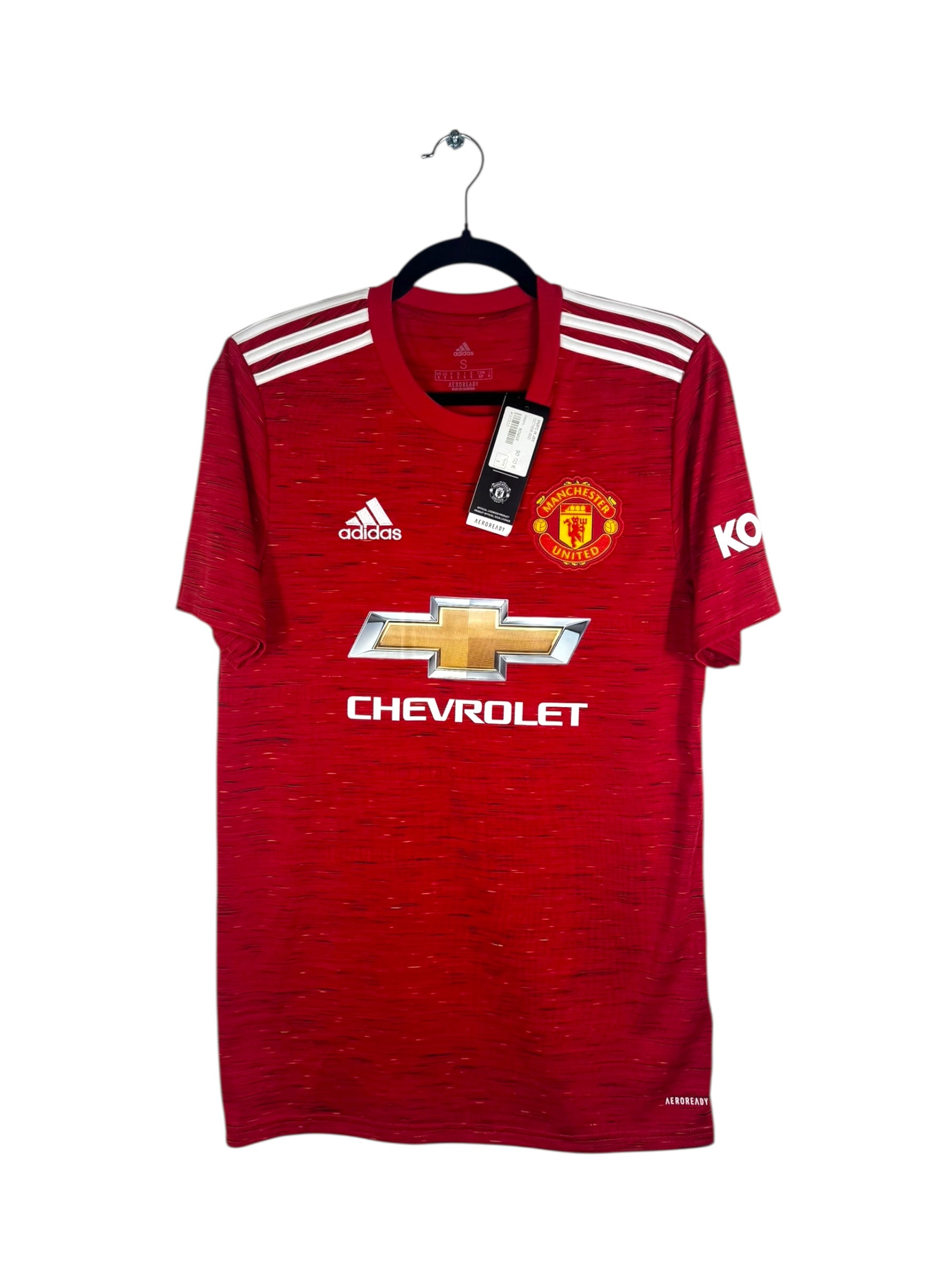 Maillot Manchester United 2020-2021 domicile McTominay vue avant logo Adidas et club