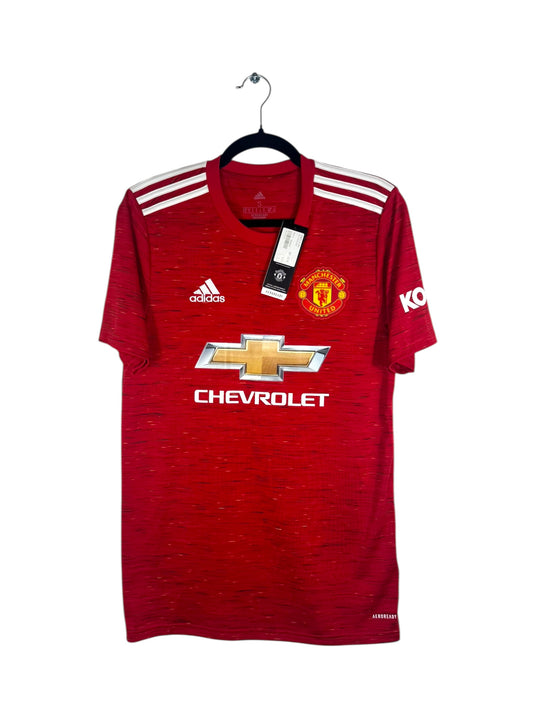 Maillot Manchester United 2020-2021 domicile McTominay vue avant logo Adidas et club