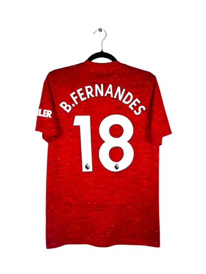 Dos maillot Man Utd 2021 flocage officiel B.Fernandes 18 Premier League blanc.
