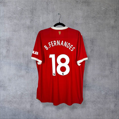 Maillot Manchester United 2021-2022 domicile version Pro, dos floqué B. Fernandes 18