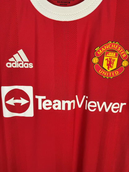 Écusson Manchester United, logo adidas et sponsor TeamViewer, maillot domicile Pro 2021-2022 Bruno Fernandes
