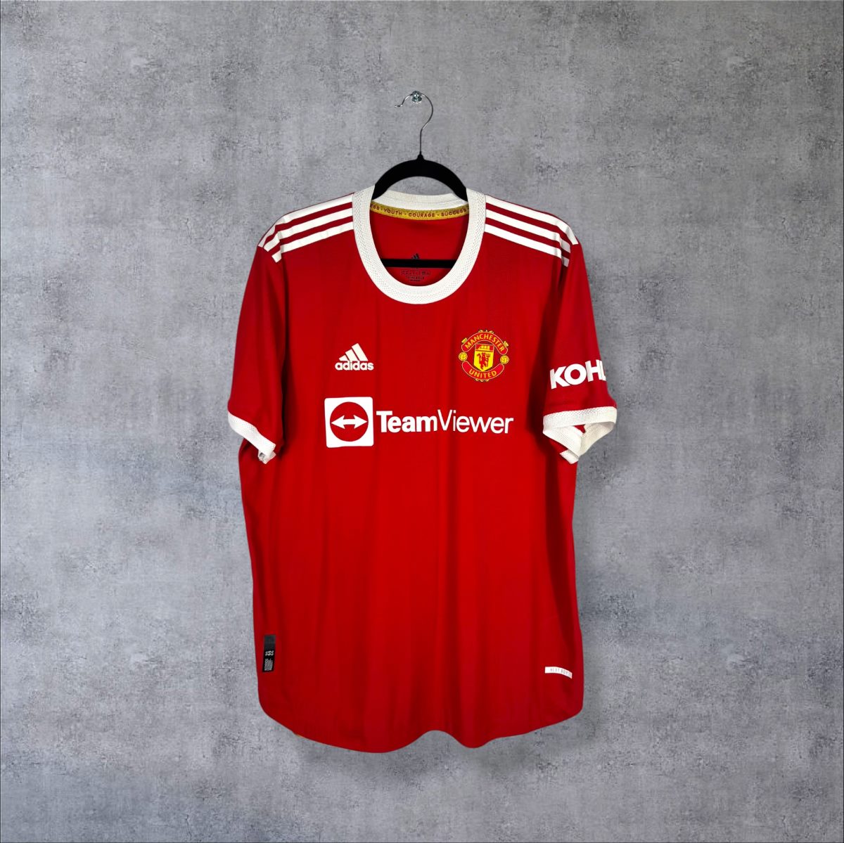 Maillot Manchester United domicile 2021-2022 adidas Pro de face, sponsor TeamViewer
