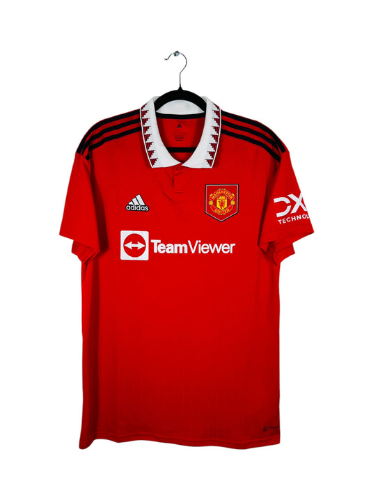 Maillot Manchester United 2022-2023 Domicile Adidas - Vue avant, taille L, couleur rouge.