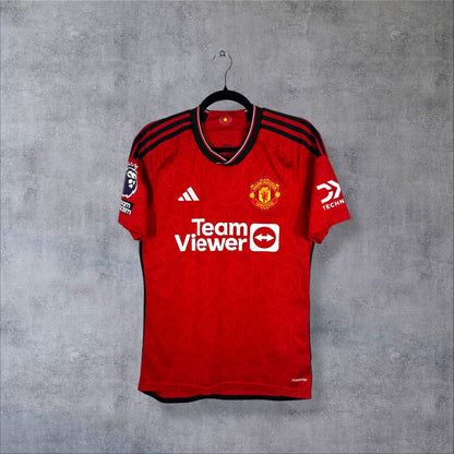 Maillot Manchester United domicile 2023-2024 Adidas de face, sponsor TeamViewer