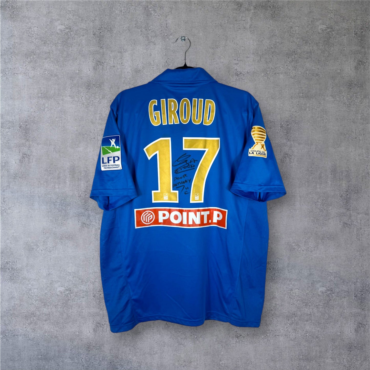 Flocage Giroud numéro 17 et dédicace sur maillot MHSC 2010-2011