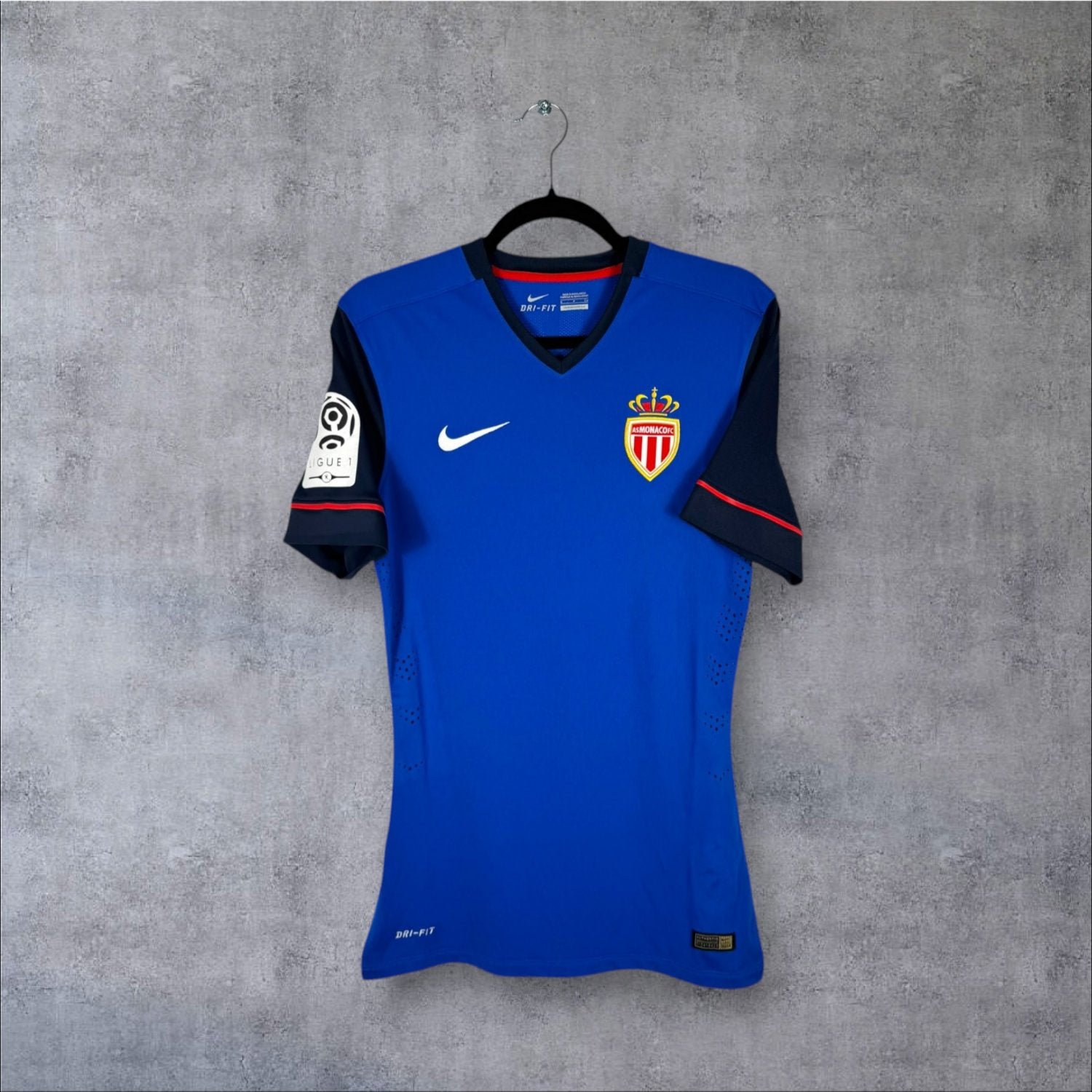 Maillot authentique AS Monaco 2014-2015 Extérieur Stock Pro Nike bleu marine vue de face