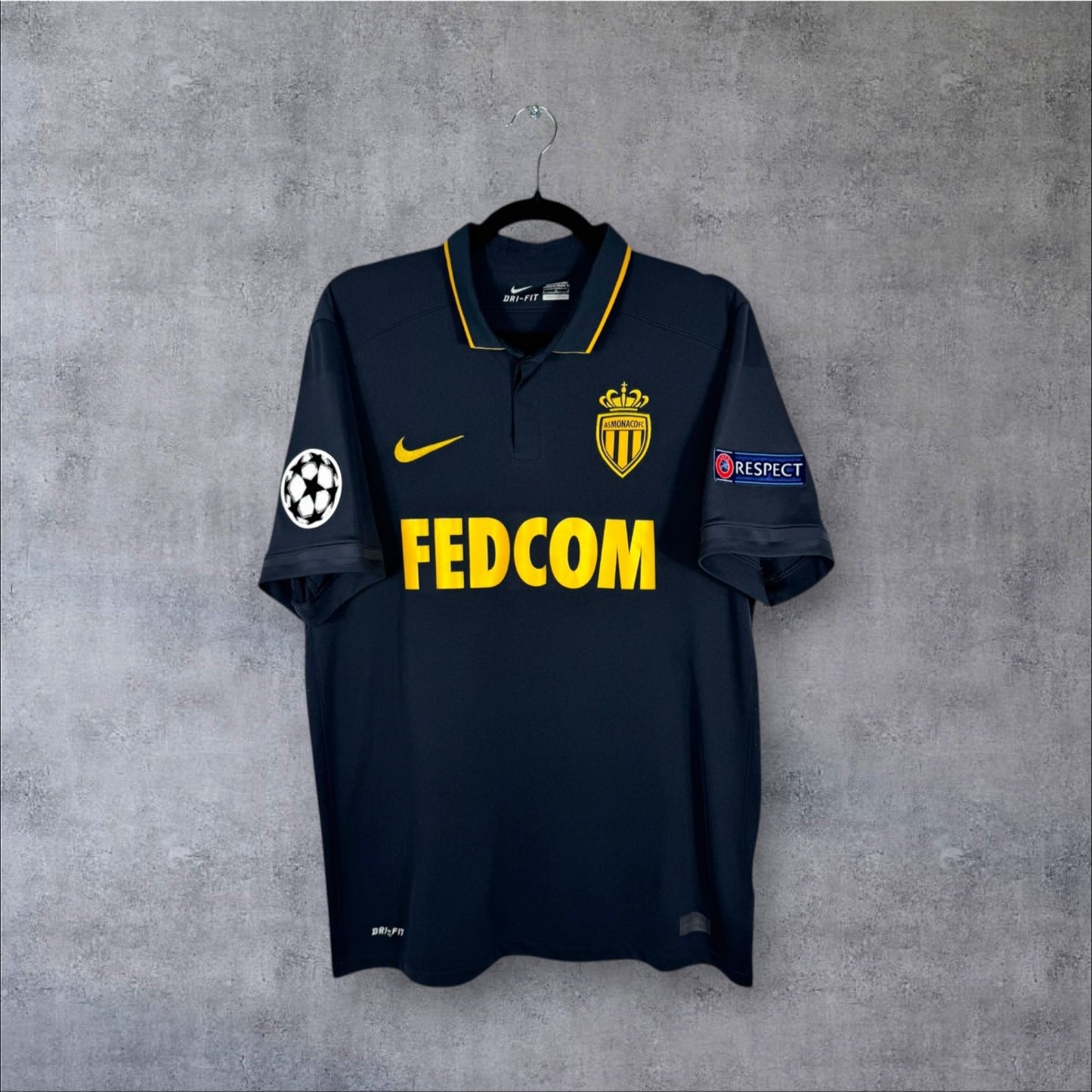 Maillot AS Monaco 2016-2017 Third noir authentifié flocage Mbappé N°29 taille L Nike Fedcom