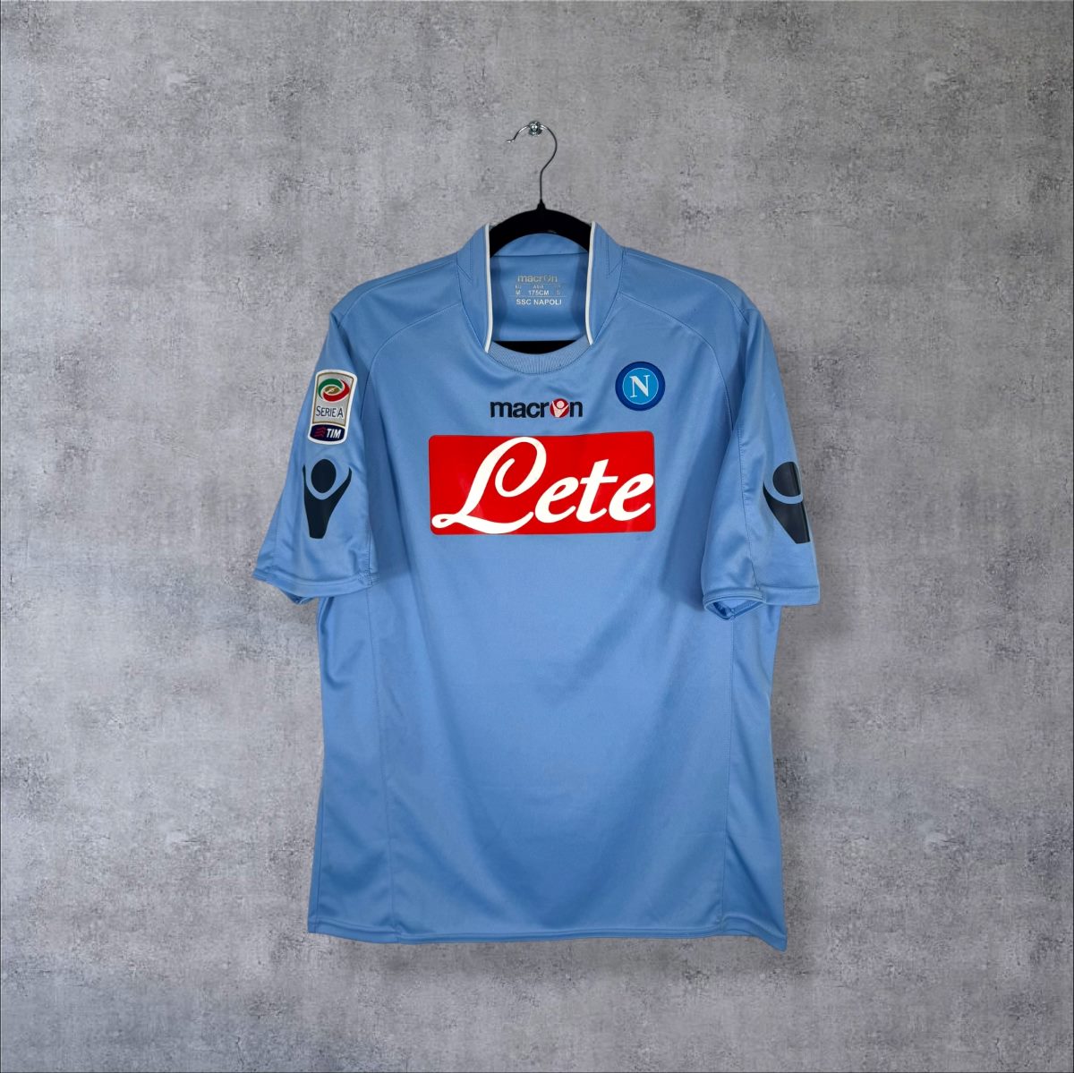 Maillot Napoli 2010-2011 domicile, face avec sponsor Lete et logo Macron