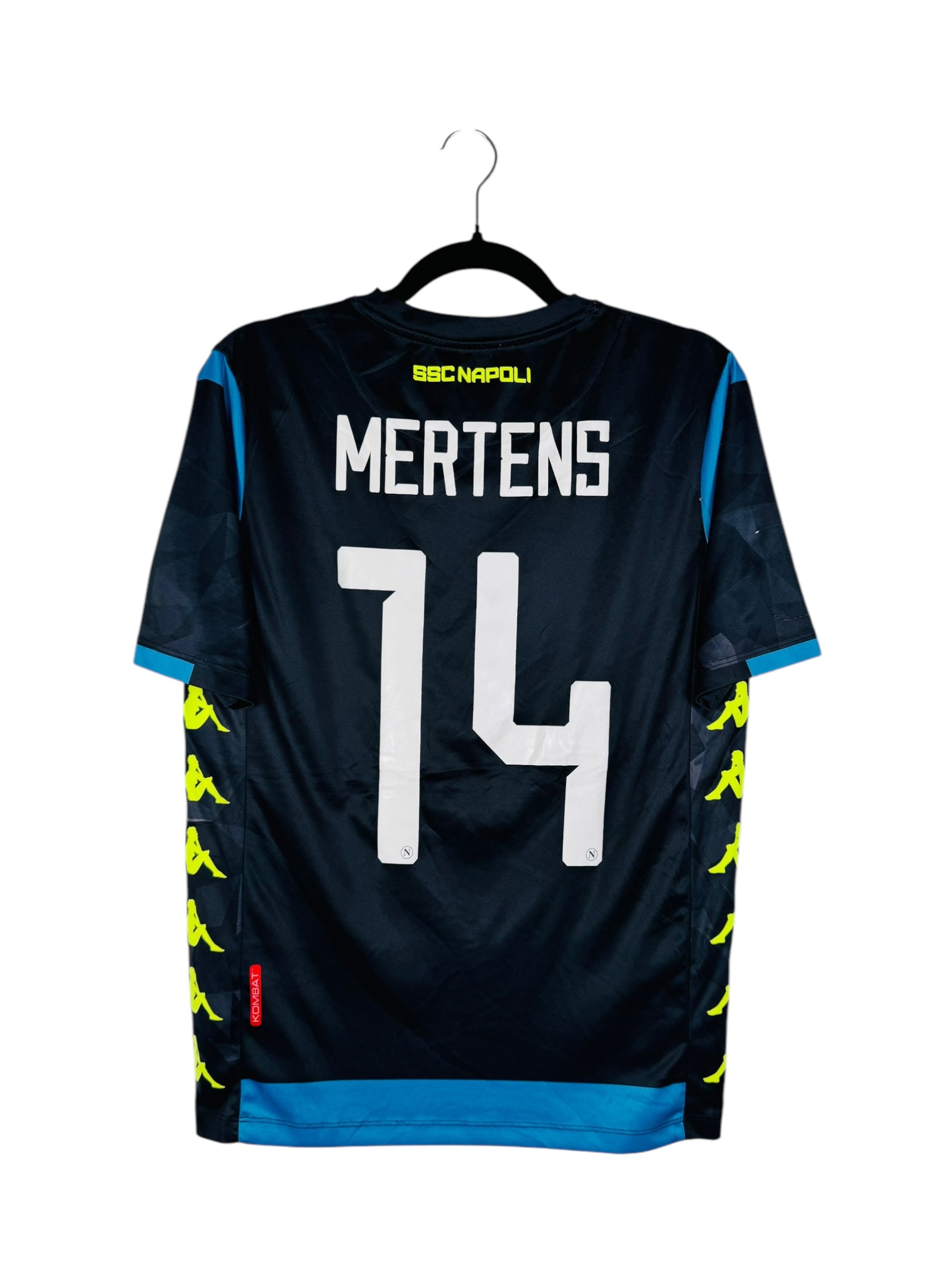 Maillot Napoli 2018-2019 Extérieur Kappa - Vue arrière flocage Mertens N°14, taille S, couleur noir.