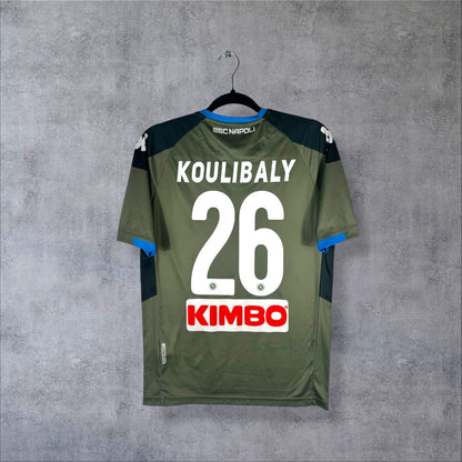 Dos du maillot Napoli 2019-2020 extérieur Kappa kaki avec flocage Koulibaly N°26 et sponsor Kimbo