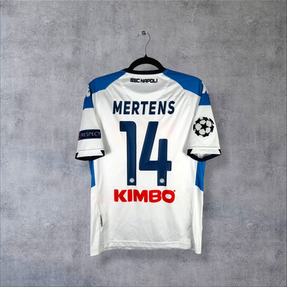 Dos du maillot Napoli 2019-2020 third blanc avec flocage MERTENS numéro 14 et sponsor Kimbo