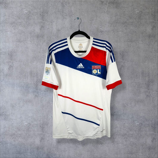 Maillot Olympique Lyonnais domicile 2012-2013 adidas de face, diagonale bleue et rouge