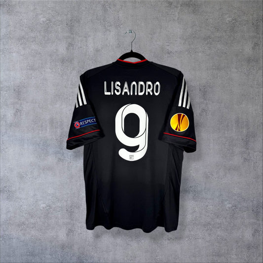 Dos du maillot OL 2012-2013 third noir avec flocage Lisandro N°9 et patch Europa League