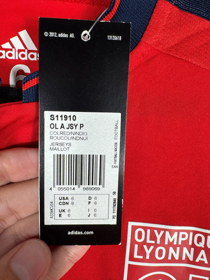 Étiquette carton adidas d'origine référence S11910 OL A JSY P attestée version joueur, maillot OL 2015-2016