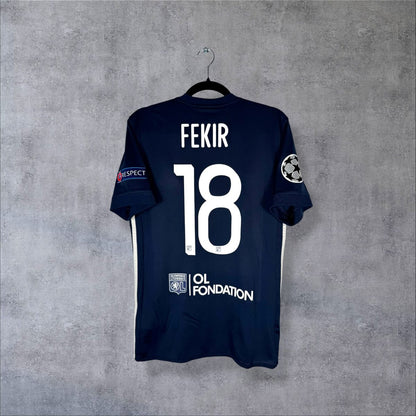 Maillot OL 2017-2018 extérieur bleu marine dos flocage Fekir N°18 patch UEFA