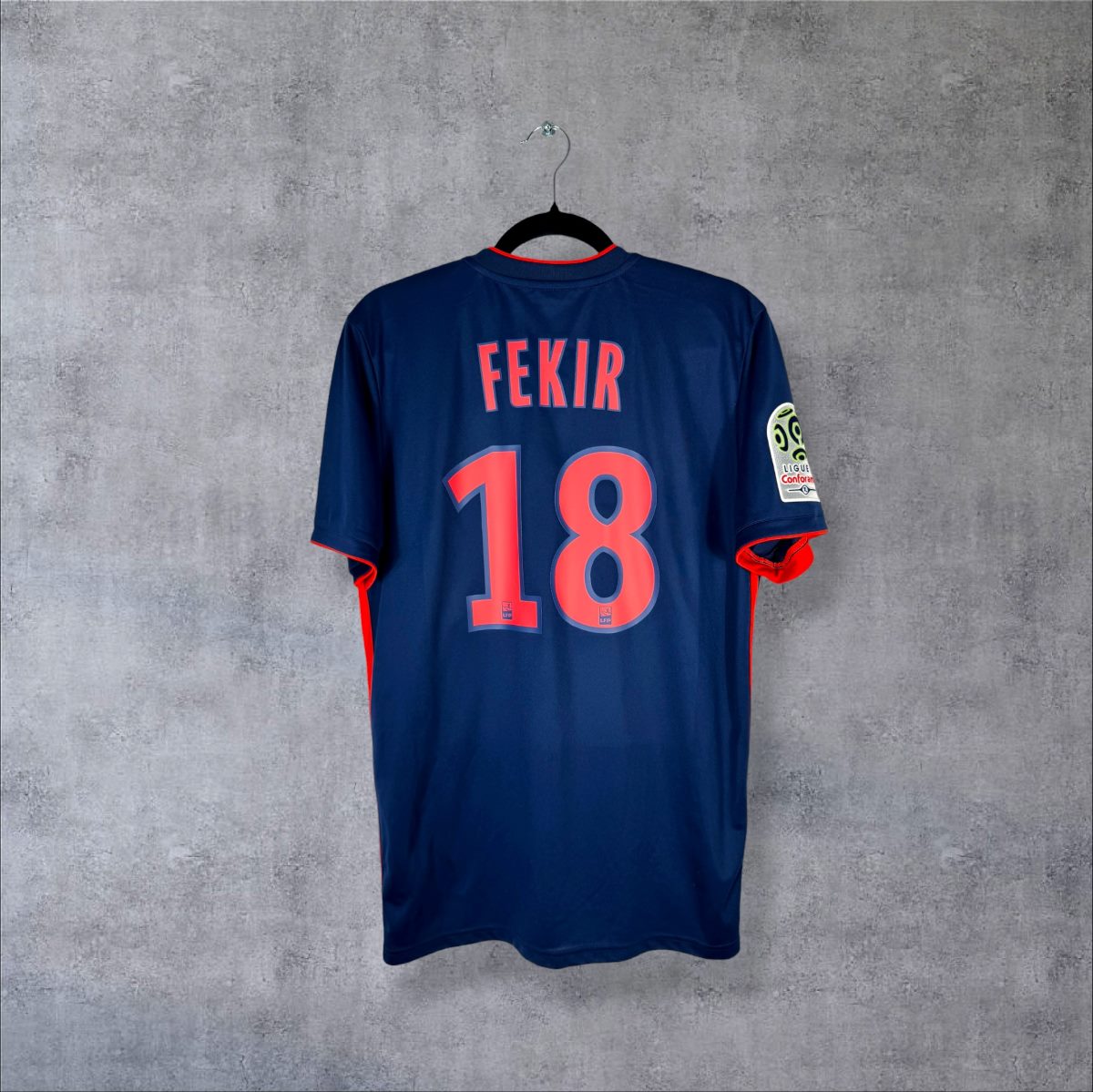 Maillot OL 2018-2019 extérieur bleu marine dos flocage Fekir N°18 patch Ligue 1