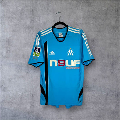 Maillot authentique OM 2005-2006 Extérieur rayé Adidas vue de face