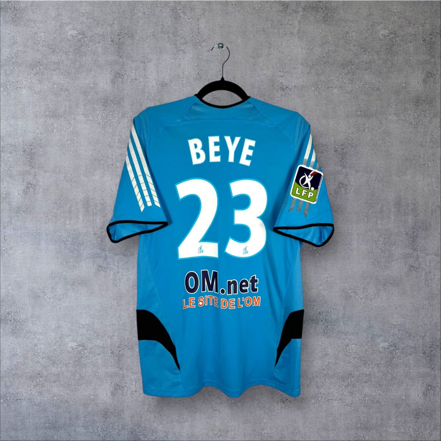 Flocage Beye numéro 23 sur maillot OM 2005-2006 Extérieur
