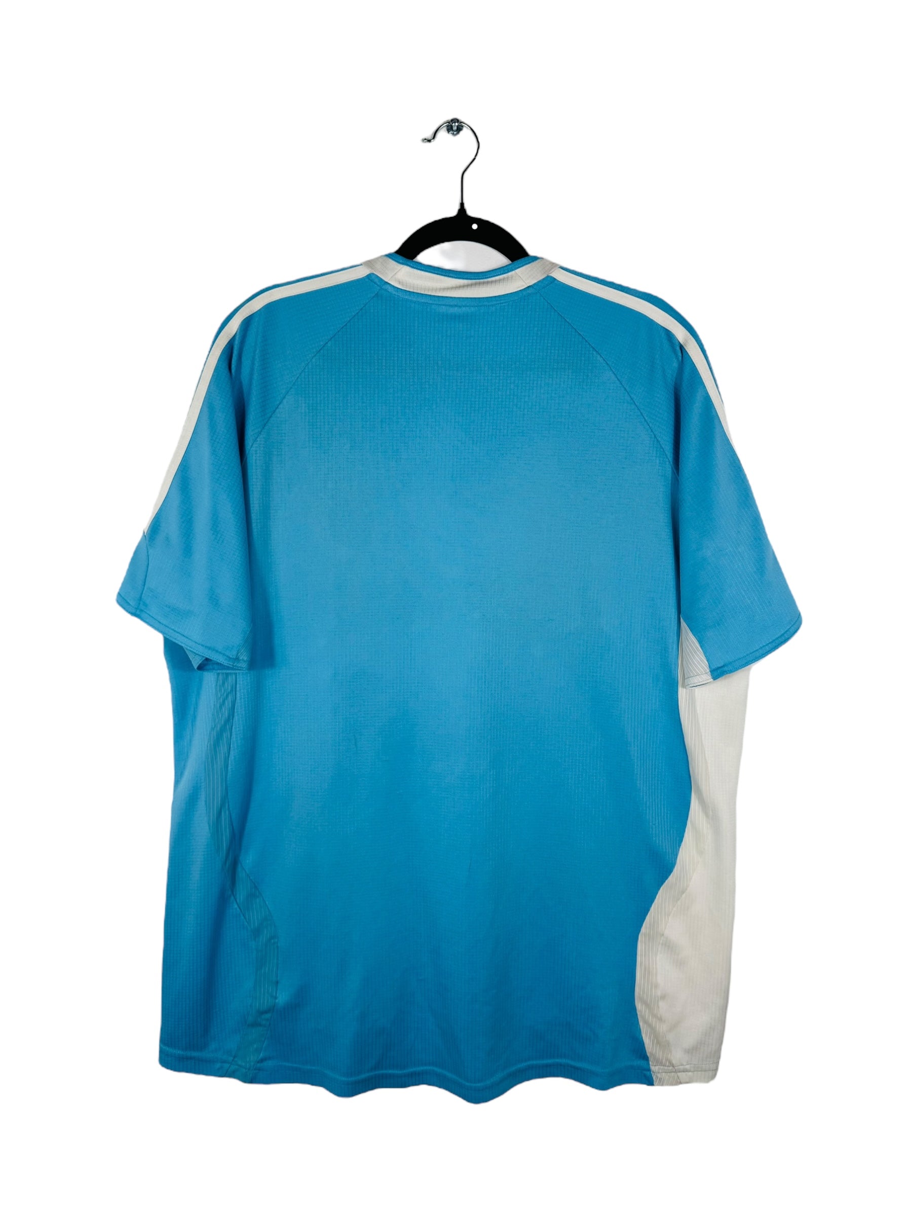 Maillot OM 2006-2007 Extérieur Adidas - Vue arrière, taille XL, couleur bleu.