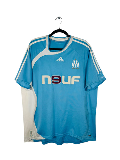 Maillot OM 2006-2007 Extérieur Adidas - Vue avant, taille XL, couleur bleu.