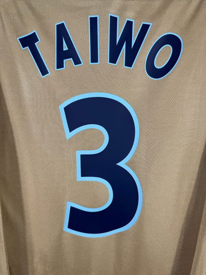 Détail flocage Taiwo 3 bleu marine, maillot OM third or 2008-2009