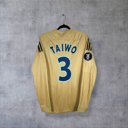 Maillot OM 2008-2009 third or manches longues, dos floqué Taiwo 3 et badge UEFA Cup